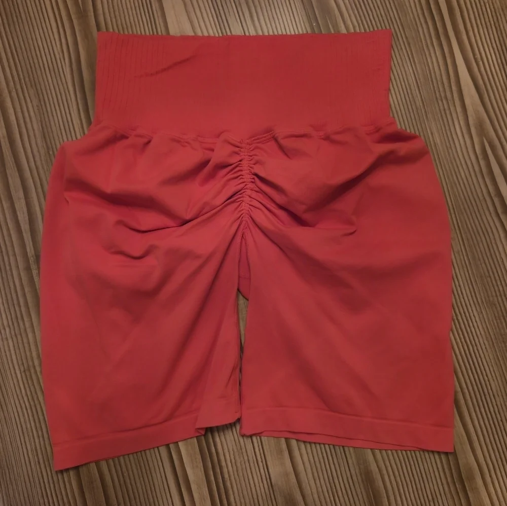 Free People Movement Coral Scarlet Bike Shorts With Scrunch Booty!